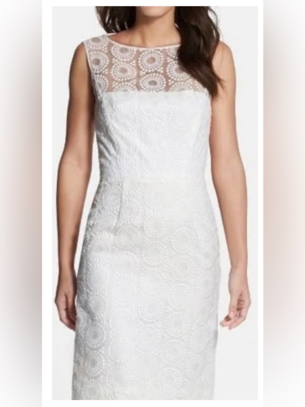 Maggy London Creamy White Lace Sleeveless Sheath Dress NWT